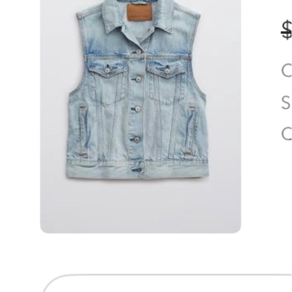American Eagle Outfitters Light Blue Denim Vest